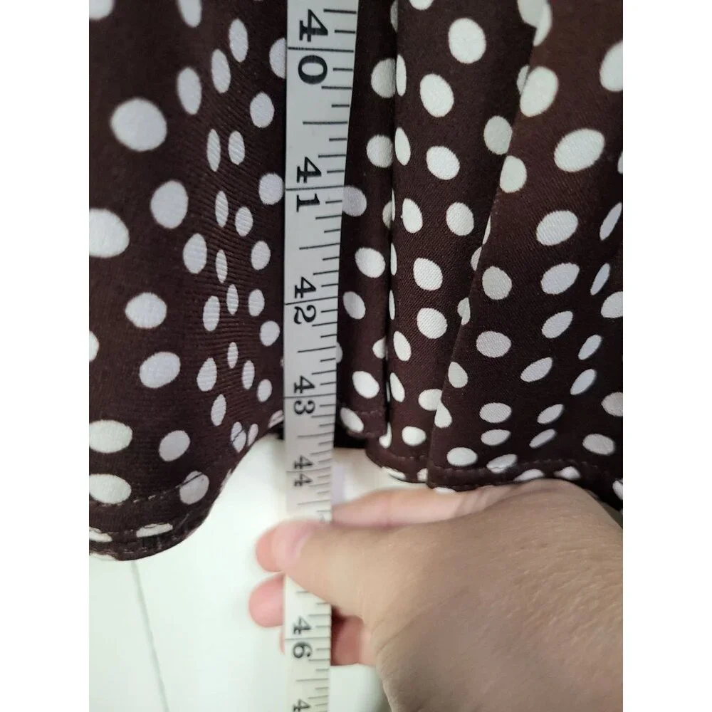 R & K Originals Petite SZ 6P Vintage Polka Dot Brown White Dress Classic Mature - Picture 5 of 7